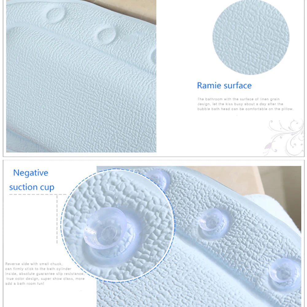 1Pcs 6 Colour 130G SPA Soft Bath Pillow for Comfortable Neck Bathtub Cushion Eco-Friendly Bathroom Headrest Suction Cup