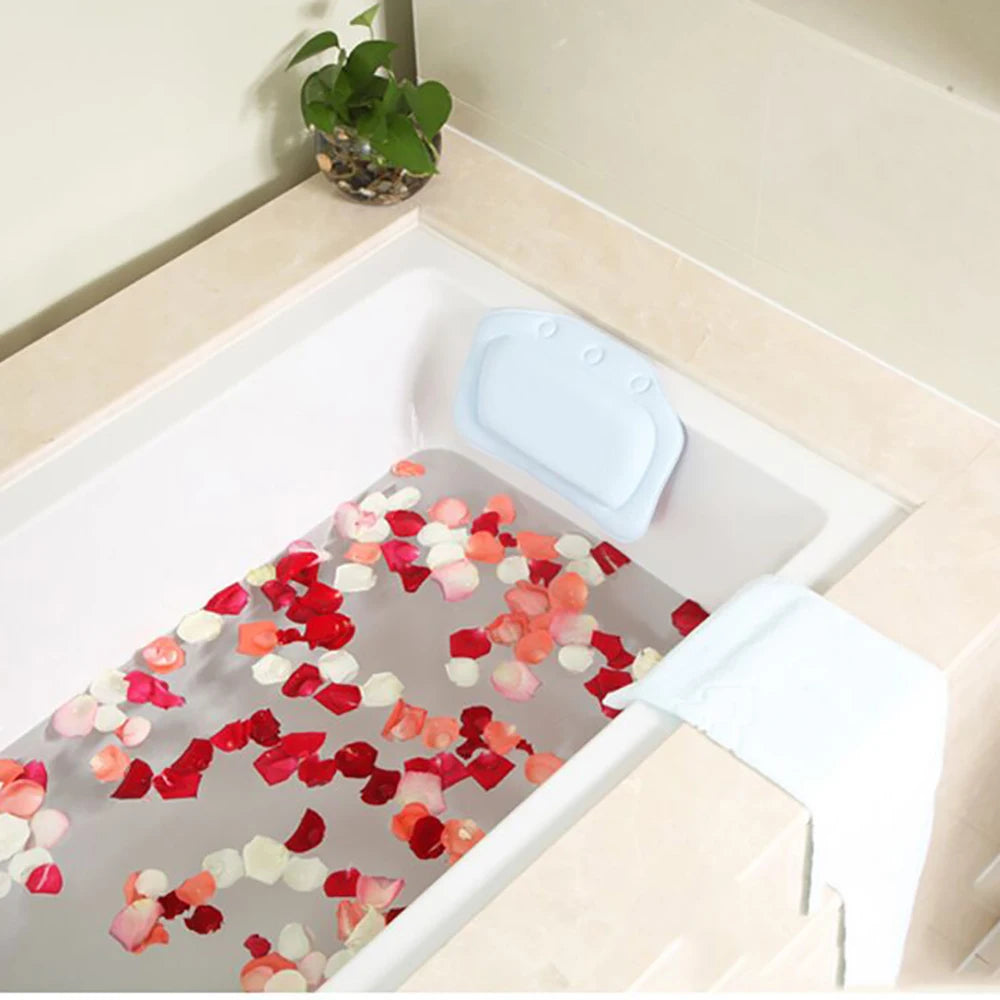 1Pcs 6 Colour 130G SPA Soft Bath Pillow for Comfortable Neck Bathtub Cushion Eco-Friendly Bathroom Headrest Suction Cup