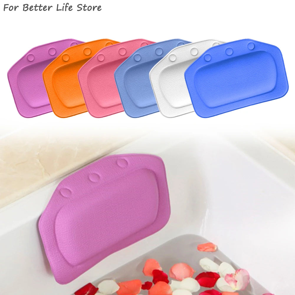 1Pcs 6 Colour 130G SPA Soft Bath Pillow for Comfortable Neck Bathtub Cushion Eco-Friendly Bathroom Headrest Suction Cup